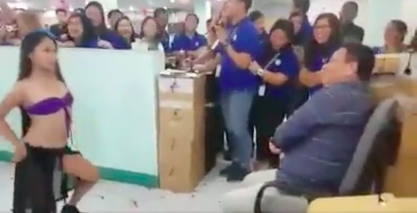 PHILHEALTH EXEC SEEN ON VIDEO GETTING OFFICE LAP DANCE FOR HIS BIRTHDAY