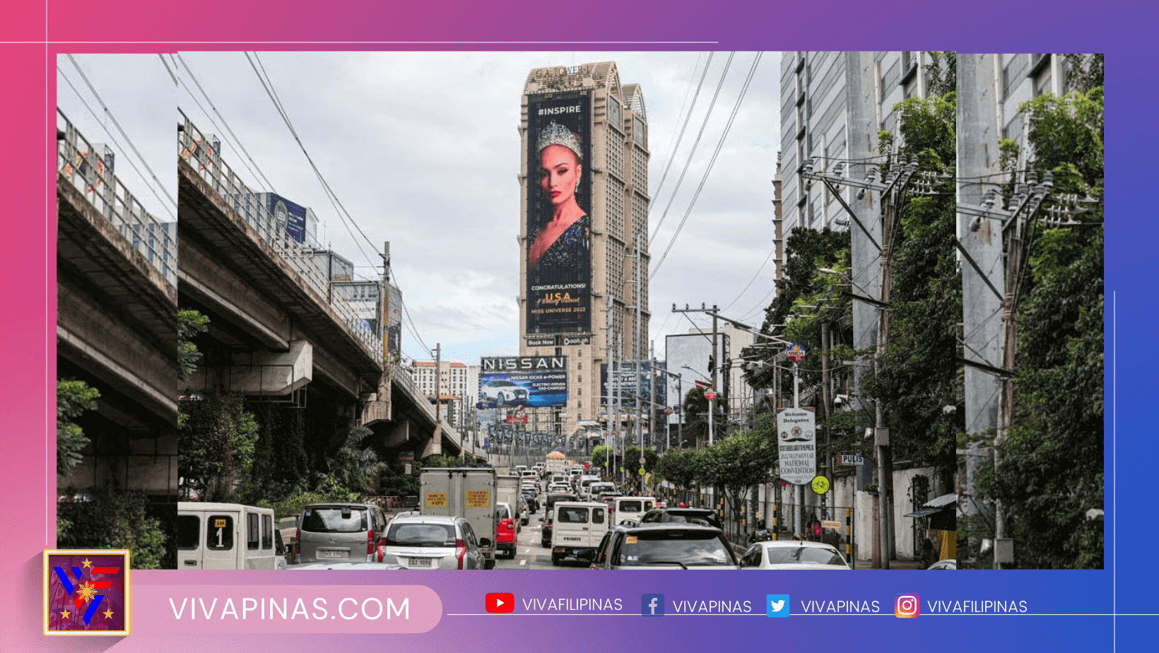 Isang malaking LED billboard ang makikita sa EDSA sa Mandaluyong City ngayong Martes bilang pagbati sa bagong korona na Miss Universe 2022 R' Bonney Gabriel. Nagpasalamat si R' Bonney Gabriel, na kinatawan ng Estados Unidos sa pageant, sa kanyang mga Pilipinong tagasuporta sa kanyang paglalakbay upang maging unang Filipino-American na nanalo ng korona.