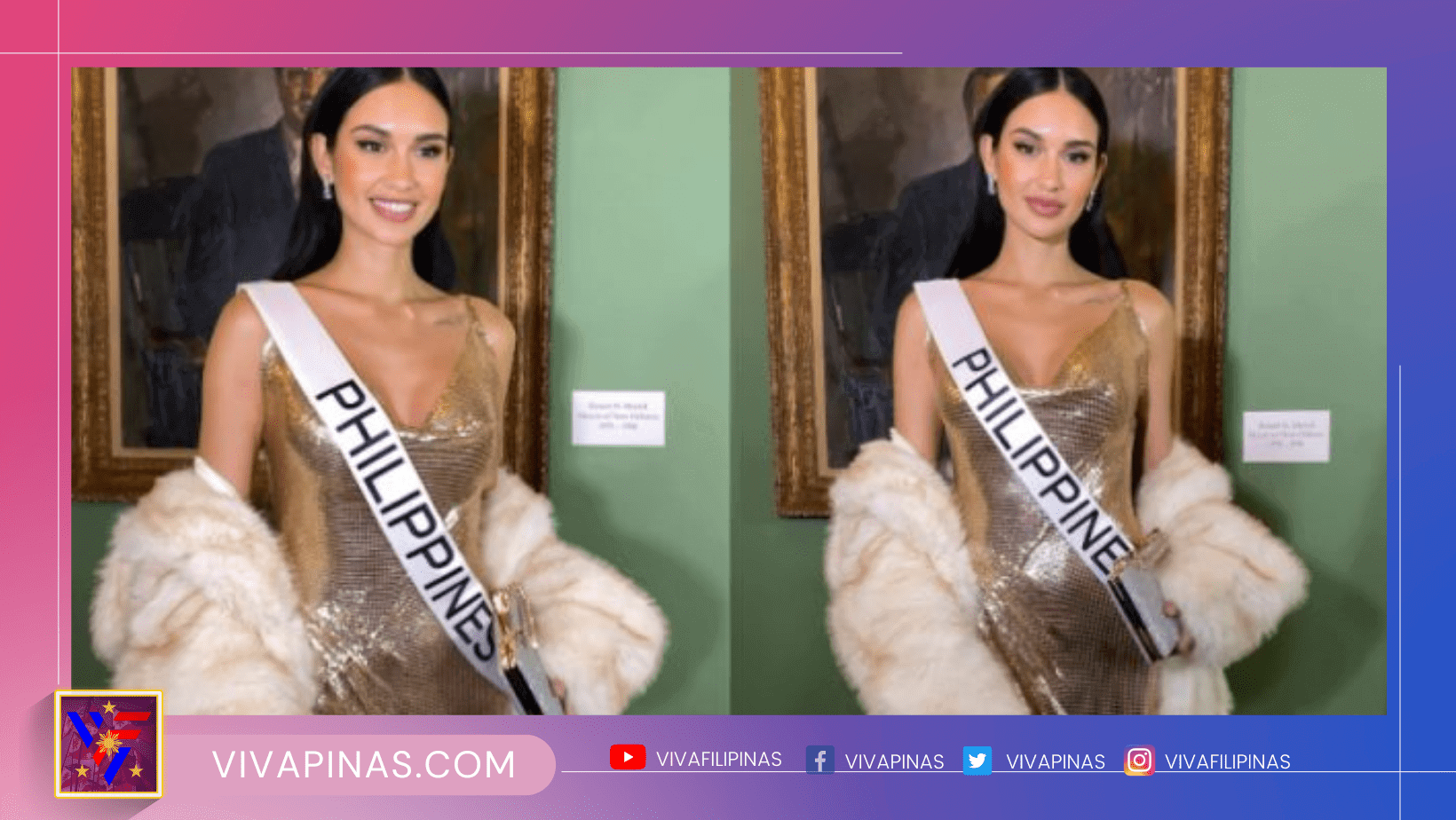 si miss Universe Philippines CelesteCortesi ay nakasuot ng kagandahang ito para sa hapunan ngayong gabi.